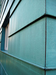 Fassadendetail Kupferblechverkleidung, Hauptstrasse, Bühl